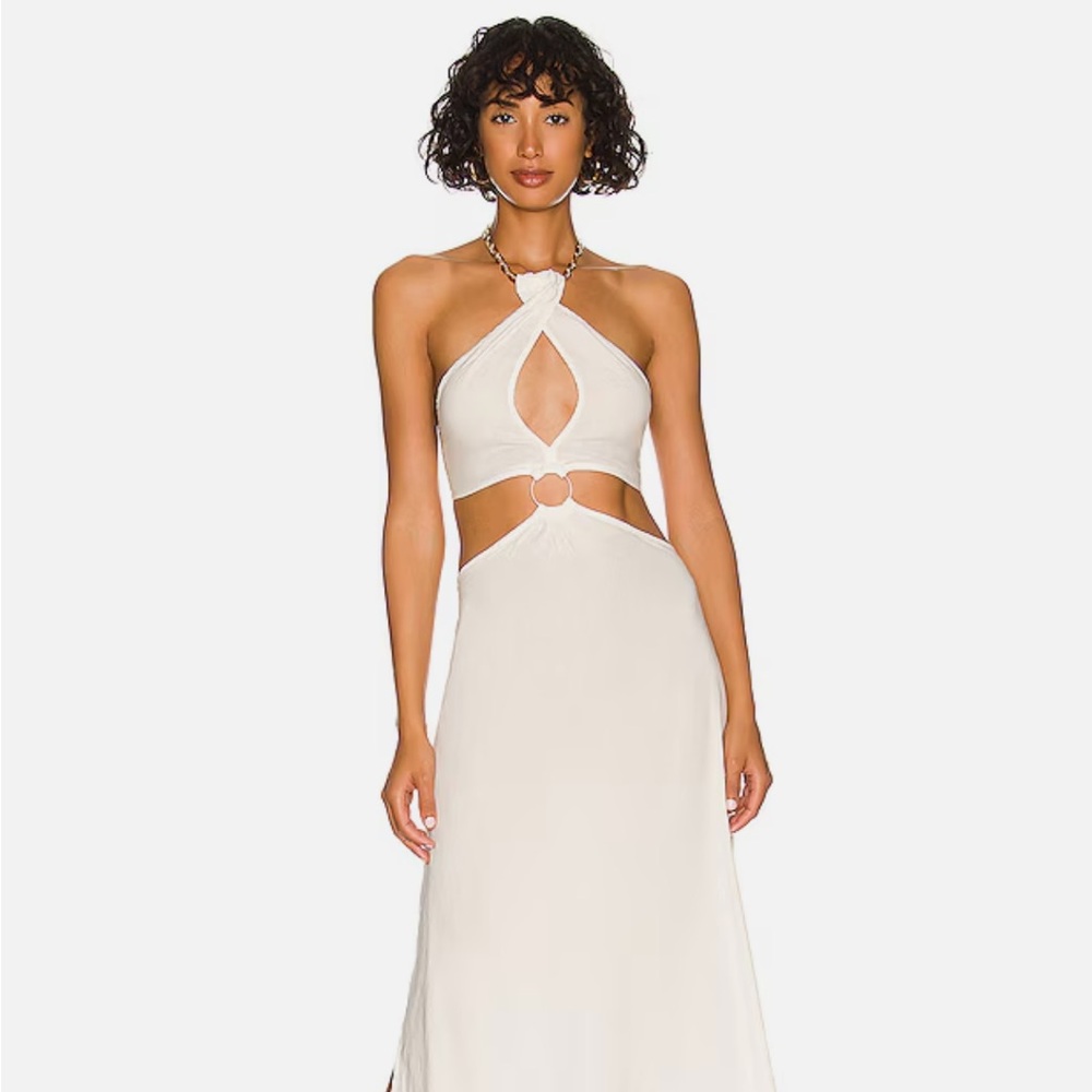 WeWoreWhat Shell Chain Halter Midi Dress in White